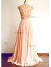 Coral Beaded Chiffon Long Prom Dress